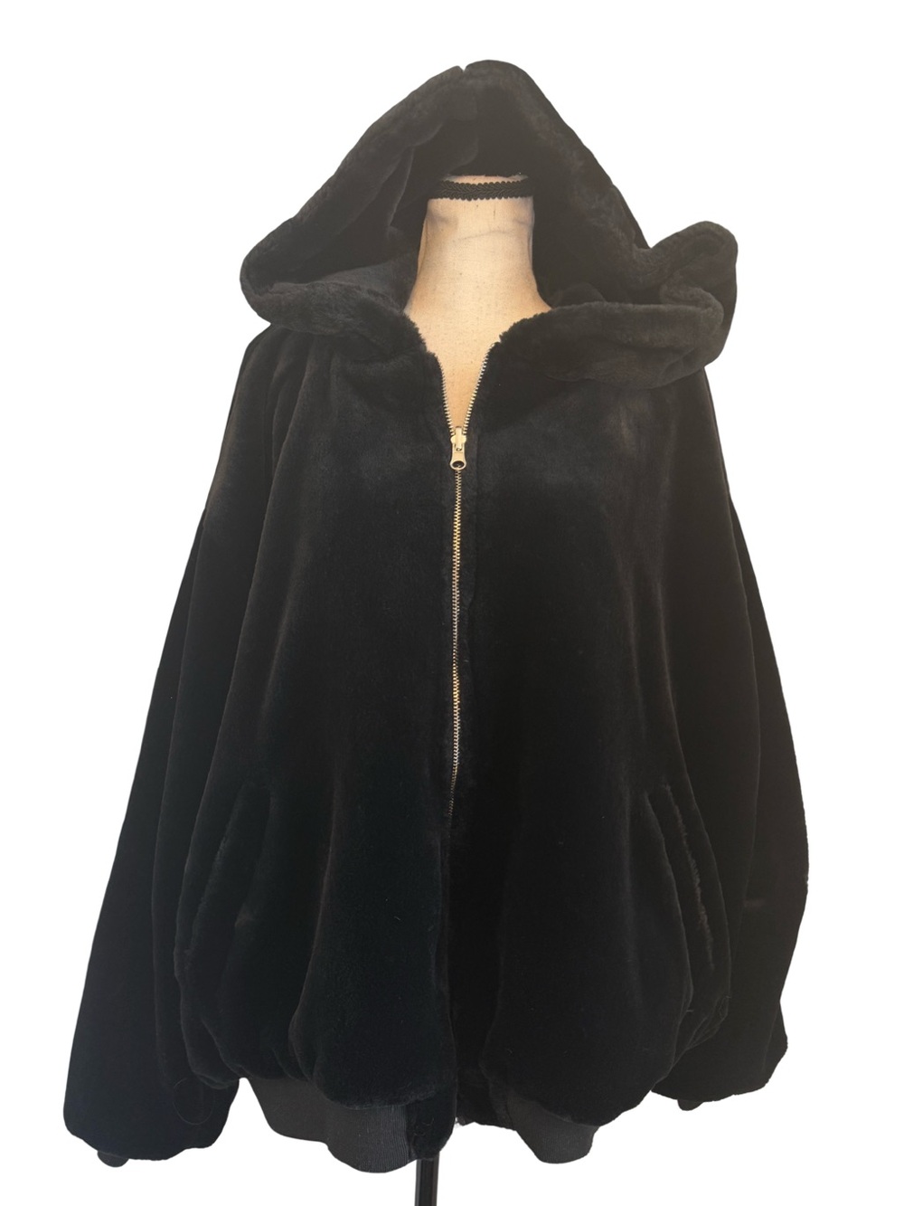 Nezavisiy Reversible Faux Fur Bomber Jacket Oversized Streetwear XL/2X 33x25
